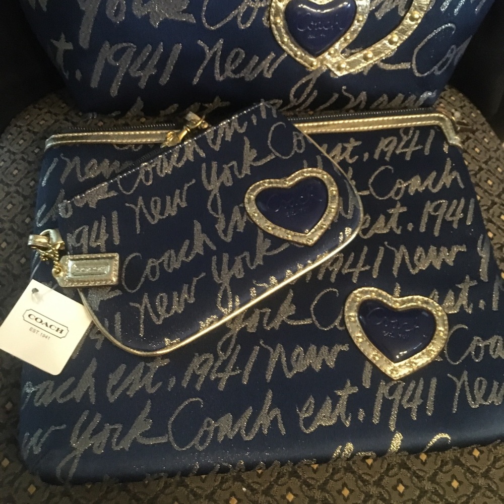 Coach RARE New York script tote +wallet+case 3 SET - Picture 2 of 8